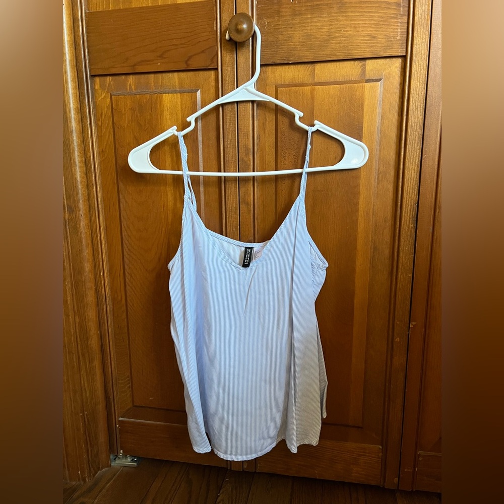 Divided Blue & White Stripe Tank Top